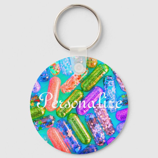 Nurse glitter medication keychain (Front)