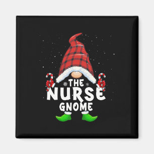 Nurse Gnome Buffalo Plaid Matching Family Christma Magnet