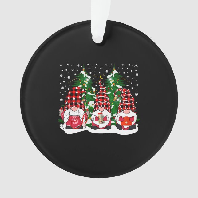 Nurse Gnomes Santa Christmas Light Nursing Gnomies Ornament (Front)