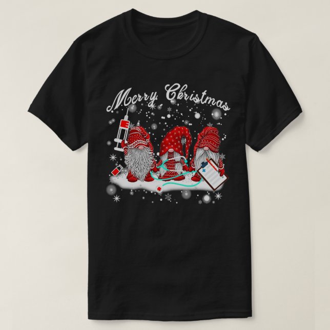 Nurse Gnomes Santa Christmas Light T-Shirt (Design Front)