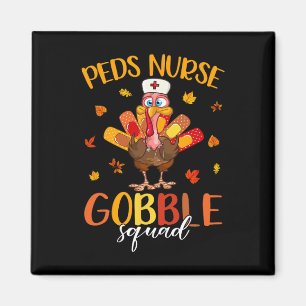 Nurse Gobble Squad Turkey Pilgrim Thanksgiving Fal Magnet