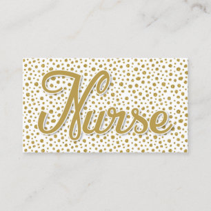Nurse Gold Dots - Gold White Faux Glitter Business Card