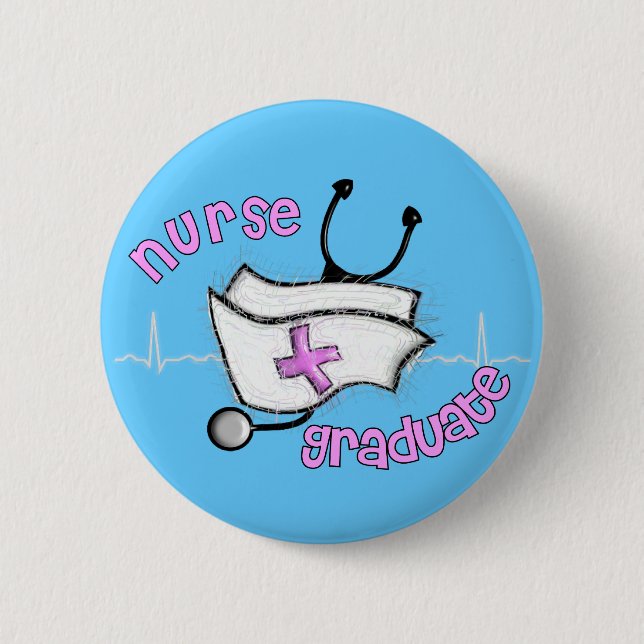 Nurse Graduate Gifts (Cap and Stethoscope Design) 6 Cm Round Badge (Front)