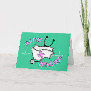 Nurse Graduate Gifts (Cap and Stethoscope Design) Card