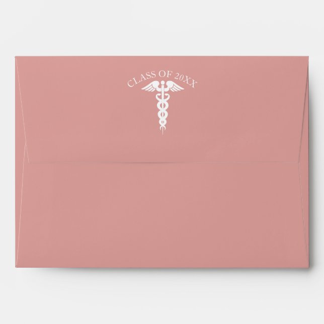 Nurse Graduate Rose Gold Medical Caduceus Envelope (Back (Top Flap))