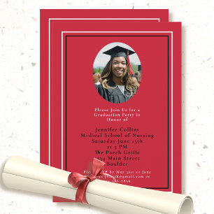 Nurse Graduation Announcement Red Simple Minimal