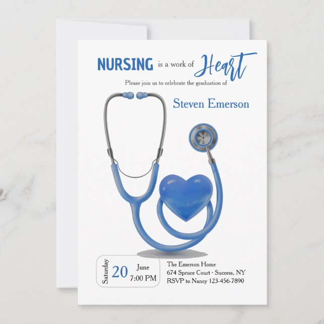 Nurse Graduation Blue Invitation  (Front)