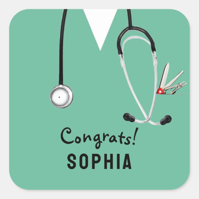 Nurse Graduation Congrats Square Sticker (Front)