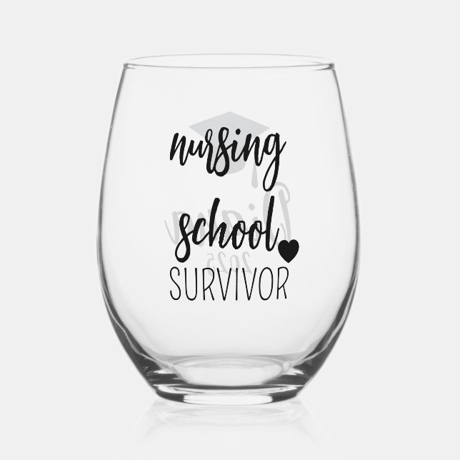 Nurse Graduation Gift, RN Gifts, RN Graduation Gif Stemless Wine Glass (Front)
