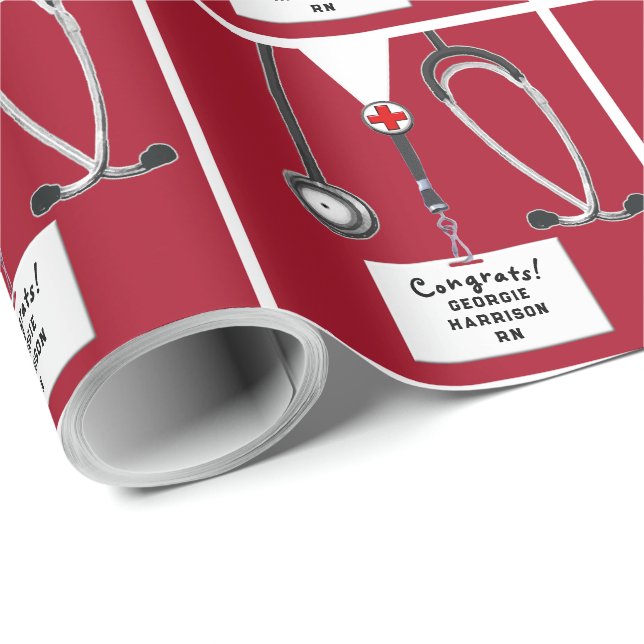 Nurse Graduation Gift Wrapping Paper (Roll Corner)