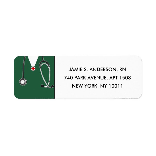 Nurse Graduation Green Scrubs Return Address Label (Front)
