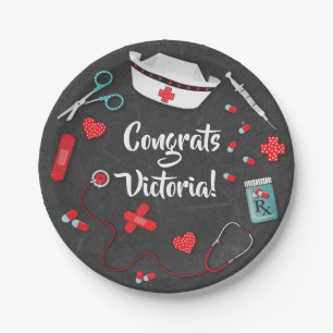 Nurse graduation icons paper plates