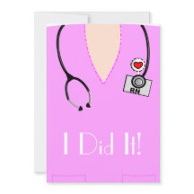 Nurse Graduation  Invitations Pink
