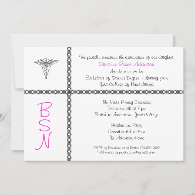 Nurse Graduation Invite BSN LPN RN CUSTOMIZABLE (Front)