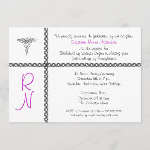 Nurse Graduation Invite with Caduceus CUSTOMIZABLE