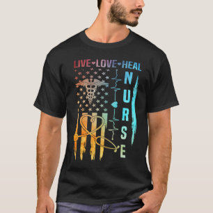 Nurse Graduation Nurse Week Nurse US Flag Nurse Da T-Shirt