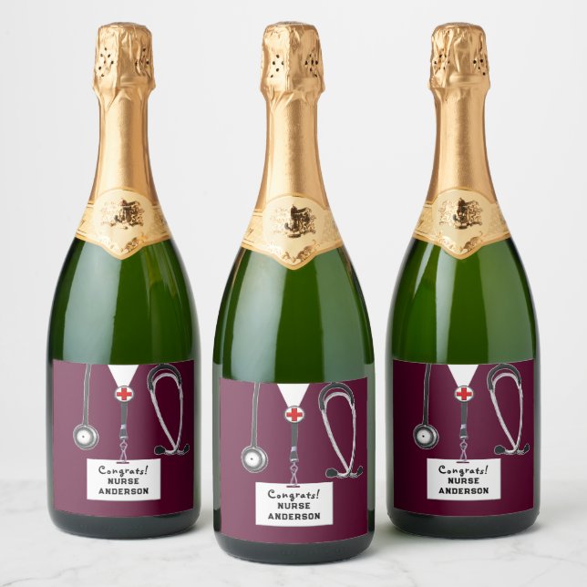 Nurse Graduation Nursing School Champagne Label (Bottles)