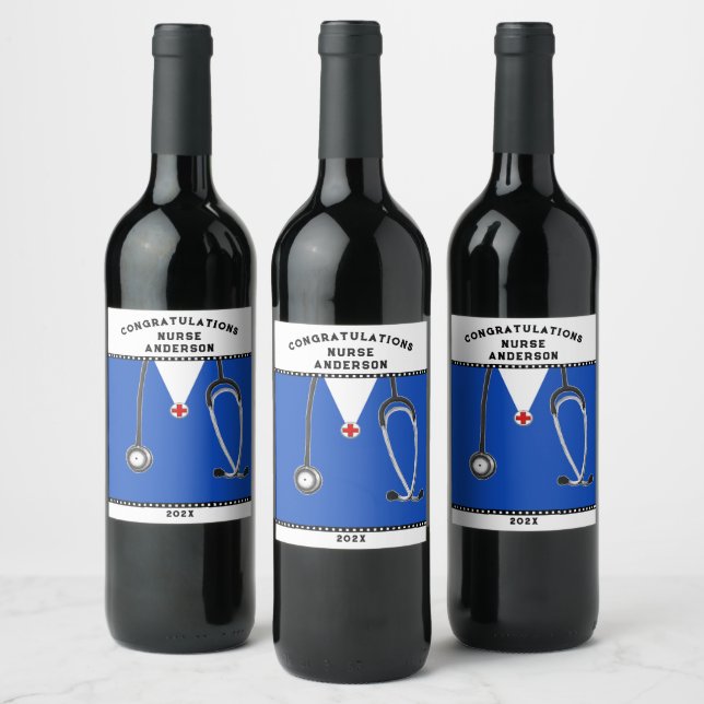 Nurse Graduation Nursing School Wine Label (Bottles)