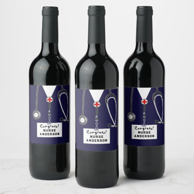 Nurse Graduation Nursing School Wine Label (Bottles)