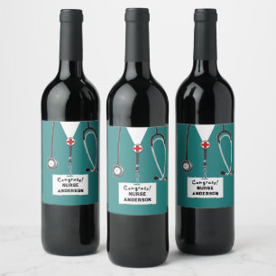Nurse Graduation Nursing School Wine Label