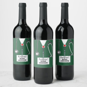 Nurse Graduation Nursing School Wine Label