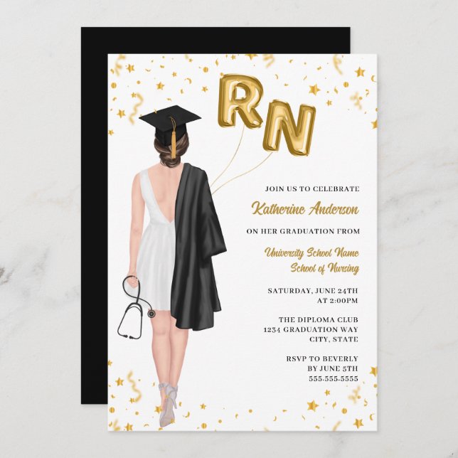 Nurse Graduation Party Invitation (Front/Back)