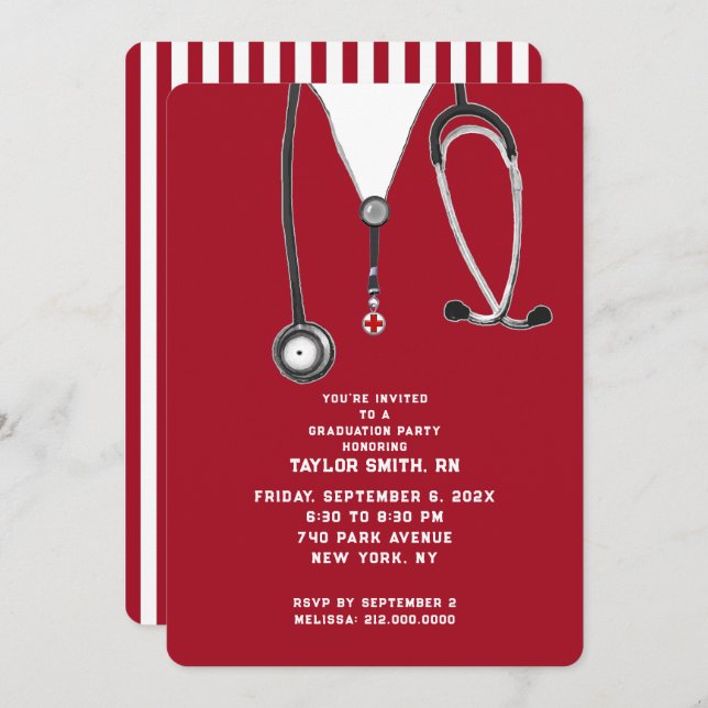 Nurse Graduation Party Invitation (Front/Back)