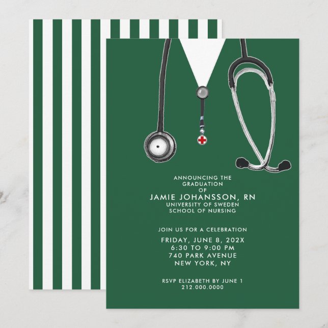 Nurse Graduation Party Invitations (Front/Back)