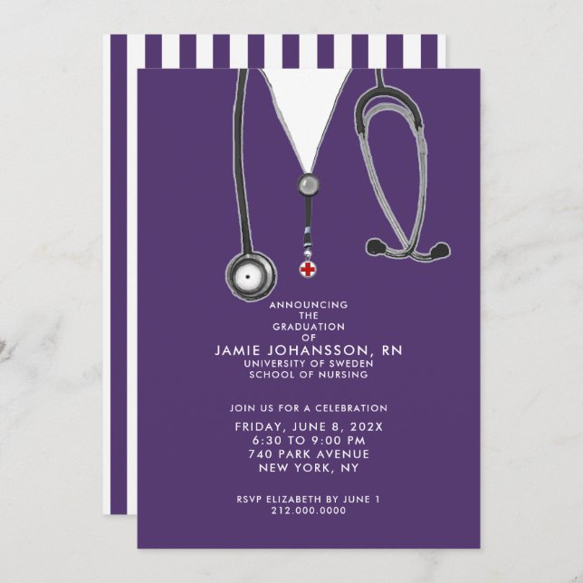 Nurse Graduation Party Invitations (Front/Back)