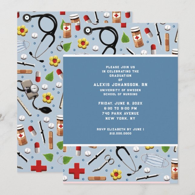 Nurse Graduation Party Invitations (Front/Back)