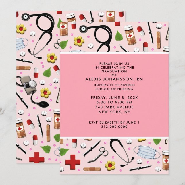 Nurse Graduation Party Invitations (Front/Back)