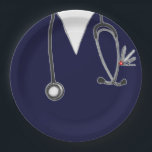 Nurse Graduation Party Paper Plate<br><div class="desc">Creative nursing school graduation party plates featuring creative hospital scrubs and a stethoscope illustration.</div>