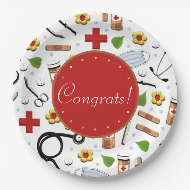 Nurse Graduation Party Paper Plate (Front)