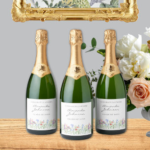 Nurse Graduation Party Wildflower  Sparkling Wine Label