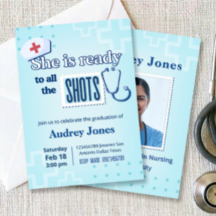 Nurse Graduation Party with Photo Invitation