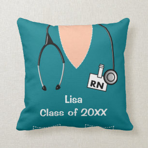 Nurse Graduation Scrub Top Teal Cushion