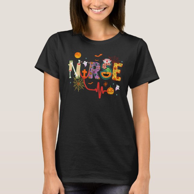 Nurse Halloween Costume Stethoscope Heartbeat Pump T-Shirt (Front)