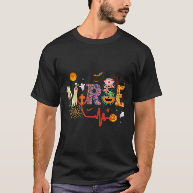 Nurse Halloween Costume Stethoscope Heartbeat Pump T-Shirt (Front)