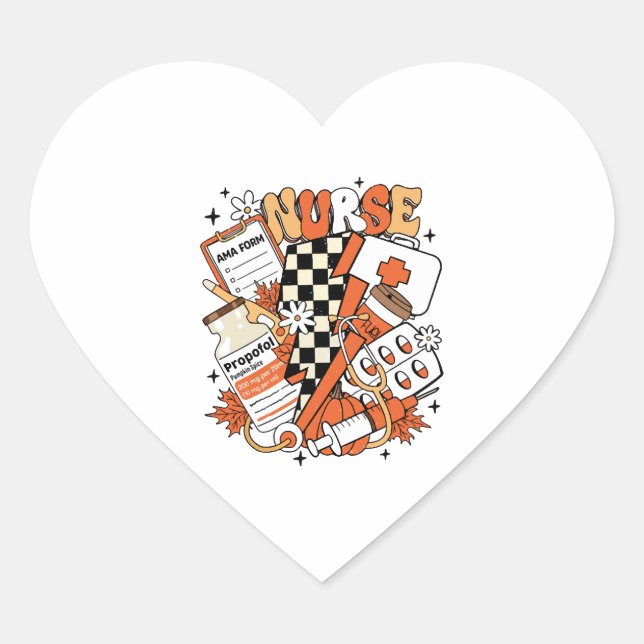 Nurse Halloween Cute Fall  Heart Sticker (Front)