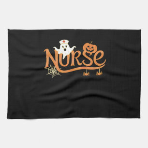 Nurse Halloween Cute Ghost and Pumpkin Essential T Tea Towel