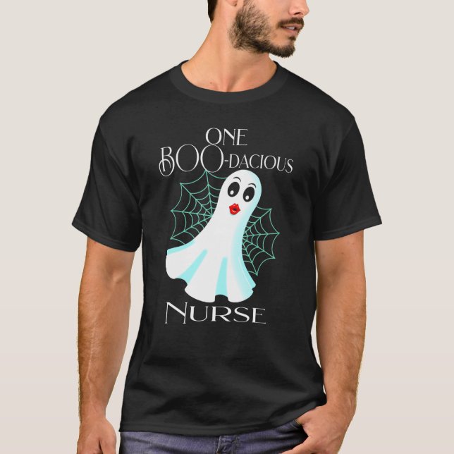 Nurse Halloween Ghost Costume Healthcare Worker Ha T-Shirt (Front)