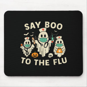 Nurse Halloween Ghost Crew Vaccine Say Boo To The Mouse Pad