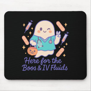 Nurse Halloween Ghost Here For The Boos And Iv Flu Mouse Pad