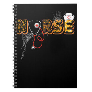 Nurse Halloween Gift With Pumpkin Boo Spider Notebook