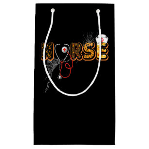 Nurse Halloween Gift With Pumpkin Boo Spider Small Gift Bag