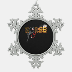 Nurse Halloween Gift With Pumpkin Boo Spider Snowflake Pewter Christmas Ornament