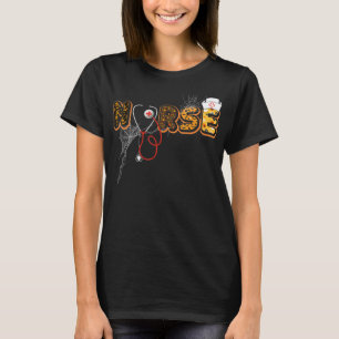 Nurse Halloween Gift With Pumpkin Boo Spider T-Shirt