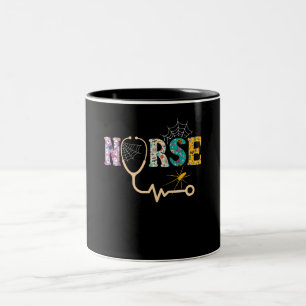 Nurse Halloween Gift With Pumpkin Boo Spider Two-Tone Coffee Mug