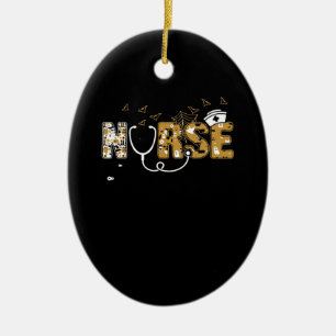 Nurse Halloween Gift With Pumpkin Boo Spider Witch Ceramic Ornament