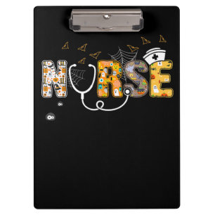 Nurse Halloween Gift With Pumpkin Boo Spider Witch Clipboard